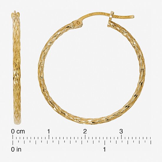 Womens 24K Gold Over Silver 31mm Hoop Earrings