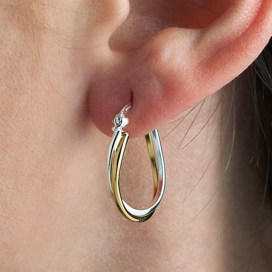 Womens 24K Gold Over Silver 18mm Hoop Earrings