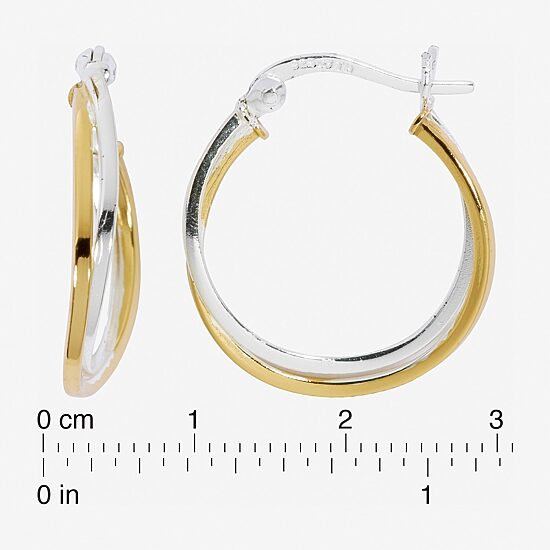 Womens 24K Gold Over Silver 18mm Hoop Earrings