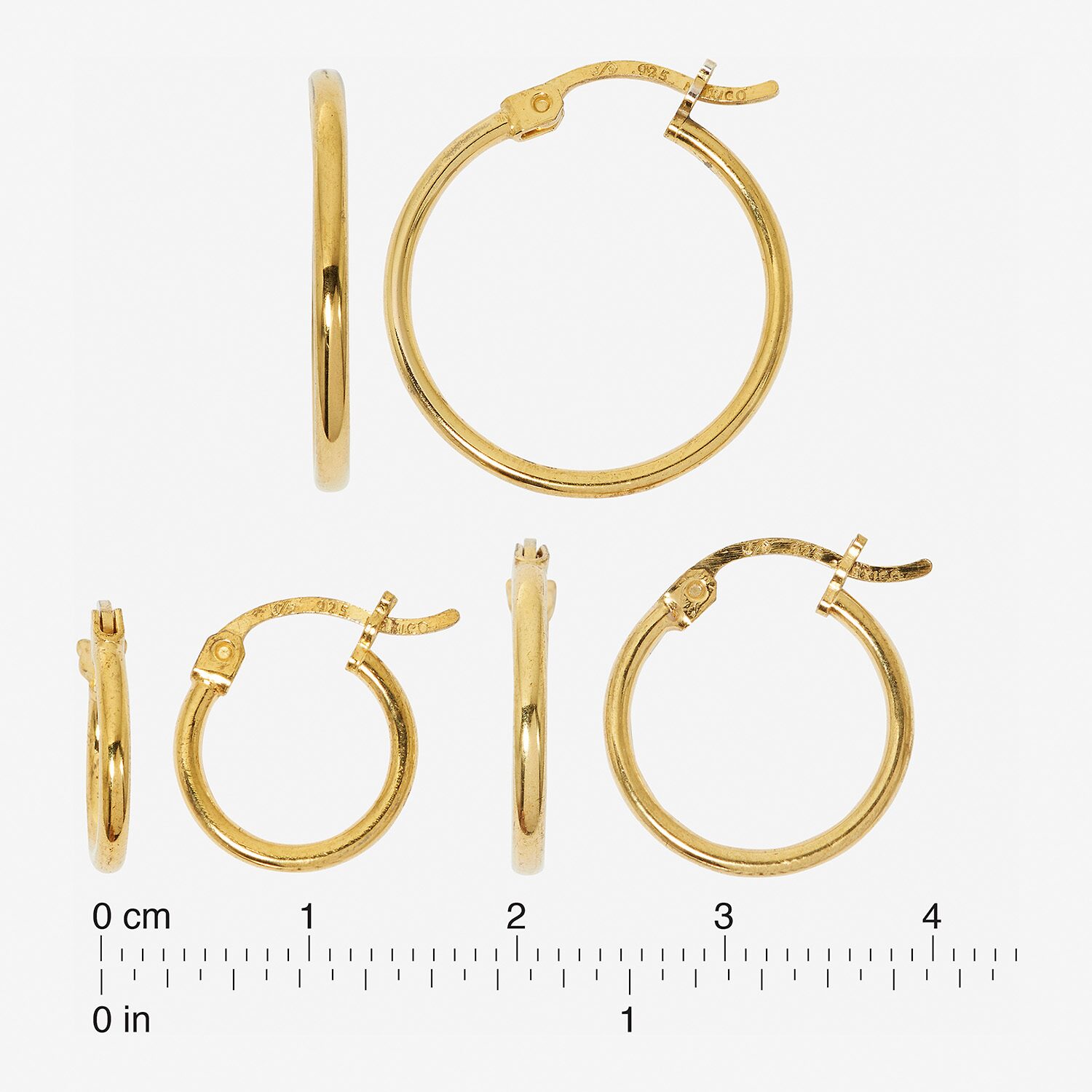 Womens 24K Gold Over Silver 3 Pair Earring Set