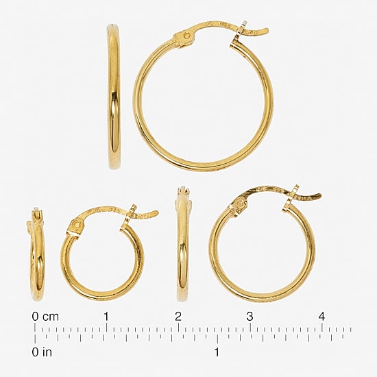Womens 24K Gold Over Silver 3 Pair Earring Set