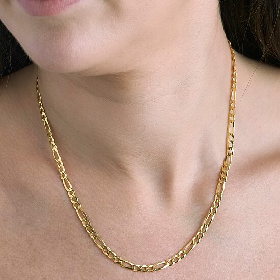 Made in Italy Unisex Adult 24K Gold Over Silver 18 Inch Figaro Chain Necklace