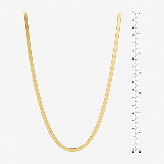 Made in Italy Womens 24K Gold Over Silver 18 Inch Herringbone Chain Necklace