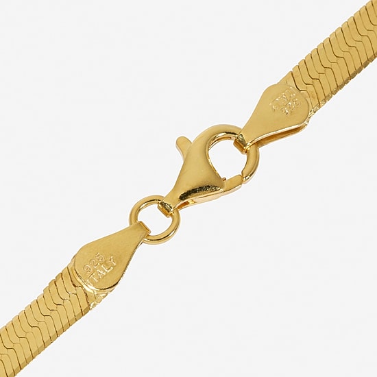 Made in Italy Womens 24K Gold Over Silver 18 Inch Herringbone Chain Necklace