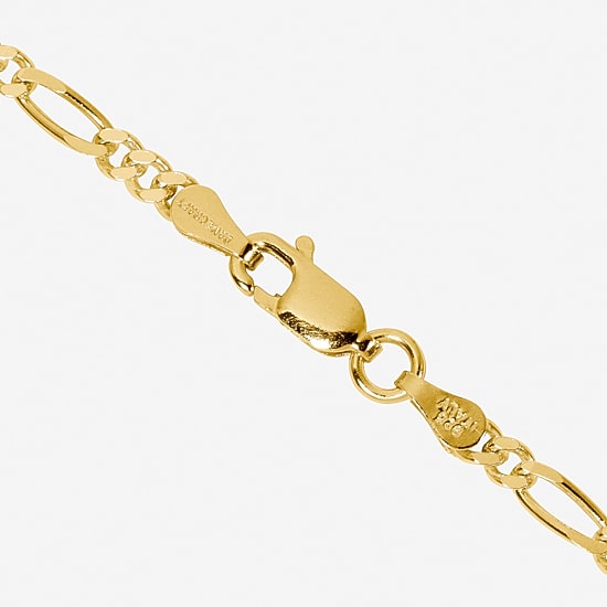 Made in Italy Womens 24K Gold Over Silver 20 Inch Figaro Chain Necklace