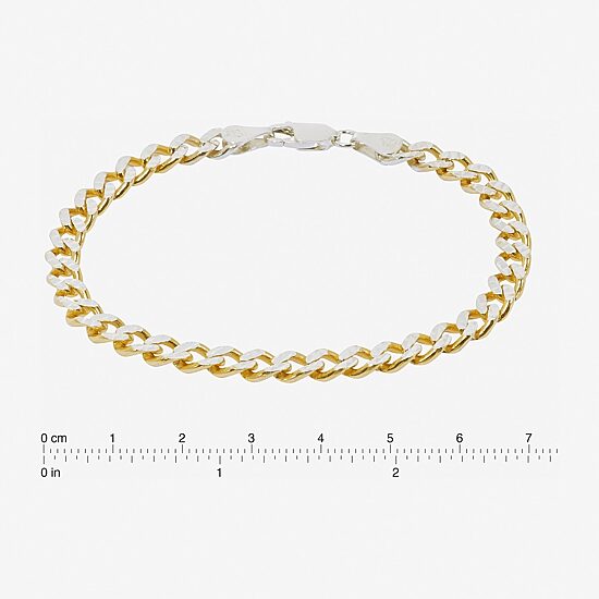 Made in Italy Unisex Adult 24K Gold Over Silver 7.5 Inch Semisolid Curb Chain Bracelet
