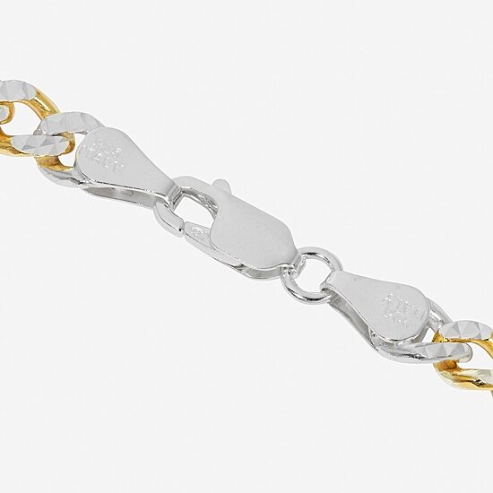 Made in Italy Unisex Adult 24K Gold Over Silver 7.5 Inch Semisolid Curb Chain Bracelet