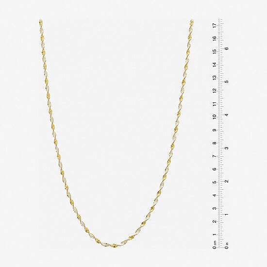 Made in Italy Womens 24K Gold Over Silver Sterling Silver 18 Inch Singapore Chain Necklace