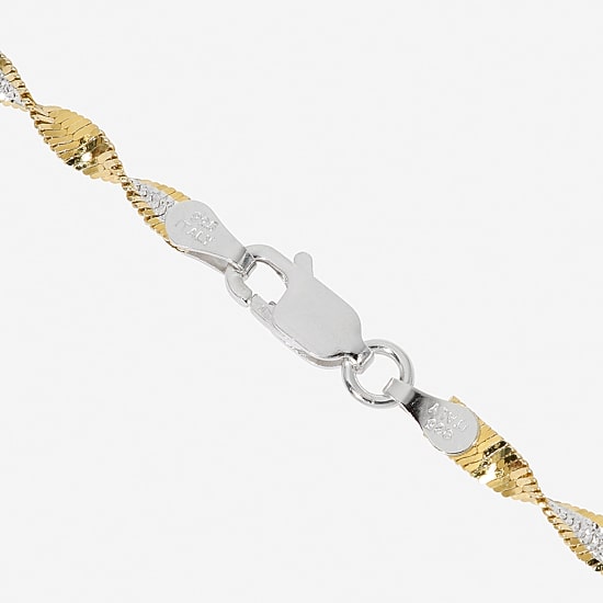 Made in Italy Womens 24K Gold Over Silver Sterling Silver 18 Inch Singapore Chain Necklace