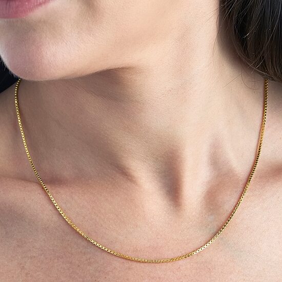 Made in Italy Womens 24K Gold Over Silver Sterling Silver 18 Inch Box Chain Necklace