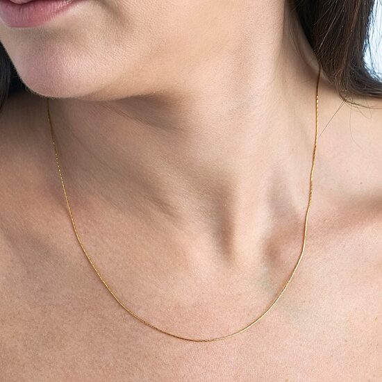Made in Italy Womens 24K Gold Over Silver Sterling Silver 18 Inch Link Chain Necklace