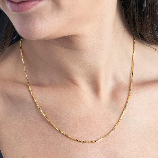 Made in Italy Womens 24K Gold Over Silver Sterling Silver 20 Inch Box Chain Necklace