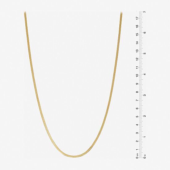 Made in Italy Womens 24K Gold Over Silver 20 Inch Herringbone Chain Necklace