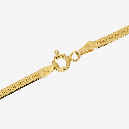 Made in Italy Womens 24K Gold Over Silver 20 Inch Herringbone Chain Necklace