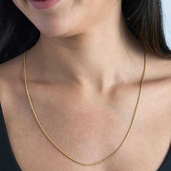 Made in Italy 24K Gold Over Silver Sterling Silver 16 Inch Solid Rope Chain Necklace