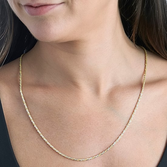 Made in Italy Womens 24K Gold Over Silver 24 Inch Singapore Chain Necklace