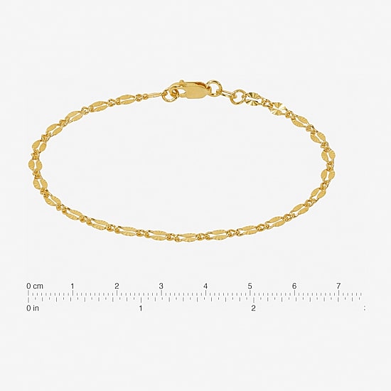 Made in Italy Womens 24K Gold Over Silver Sterling Silver Solid 7.5 Inch Link Bracelet