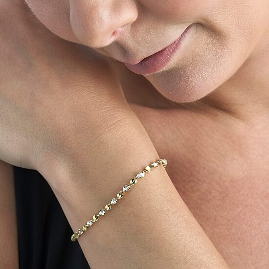 Made in Italy Womens 24K Gold Over Silver Sterling Silver Solid 7.5 Inch Link Bracelet
