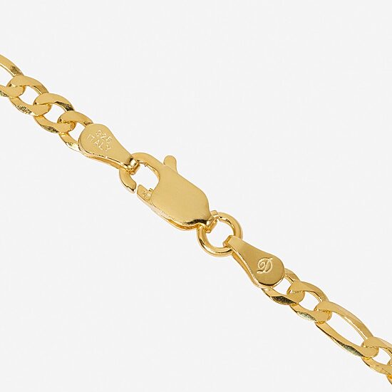 Made in Italy Womens 24K Gold Over Silver 24 Inch Figaro Chain Necklace