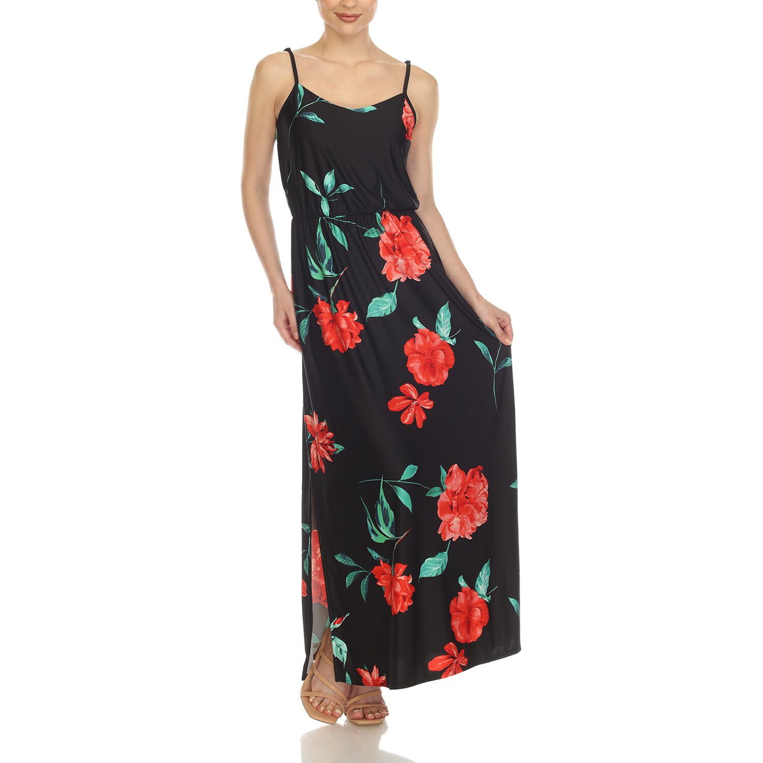 White Mark Womens Scoop Neck Sleeveless Maxi Dress