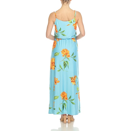 White Mark Womens Scoop Neck Sleeveless Maxi Dress