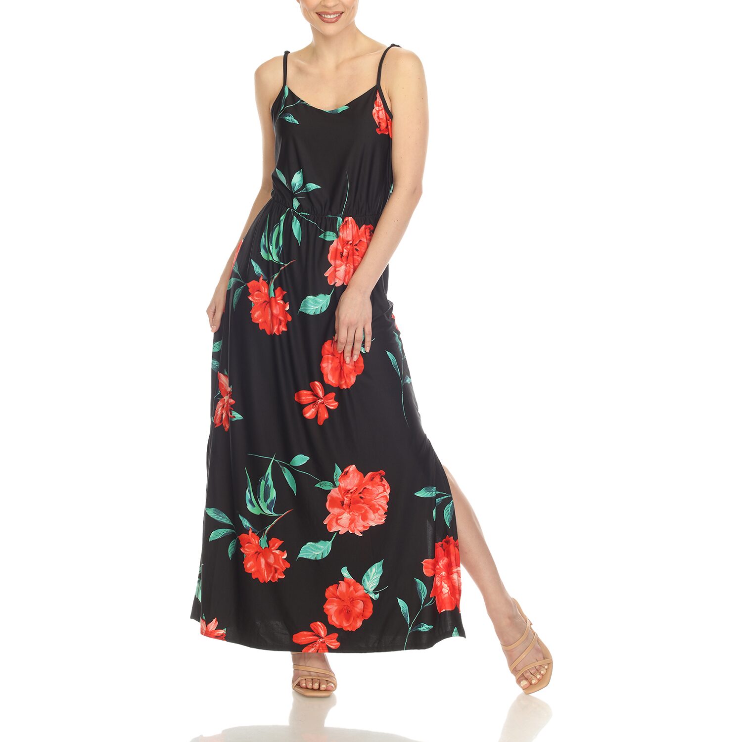 White Mark Womens Scoop Neck Sleeveless Maxi Dress