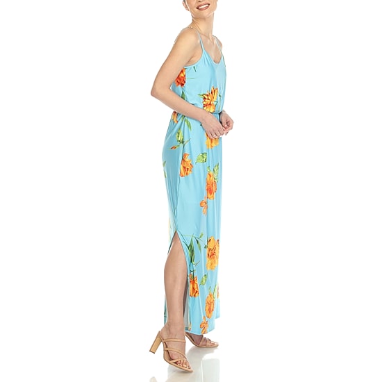 White Mark Womens Scoop Neck Sleeveless Maxi Dress