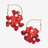 Bijoux Bar Womens 29.5mm Flower Hoop Earrings