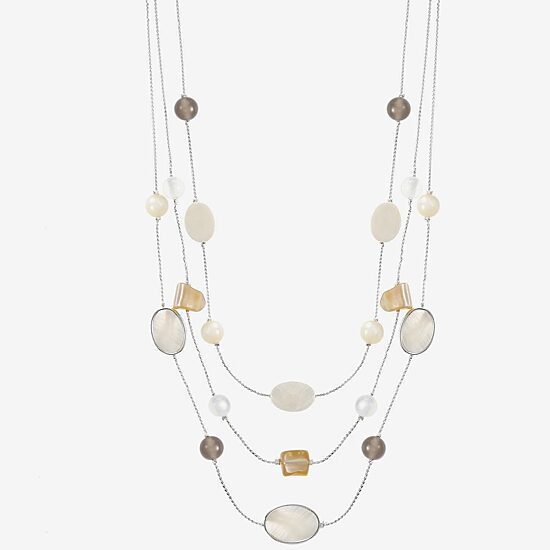 Liz Claiborne Womens White Mother Of Pearl 18 Inch Strand Necklace