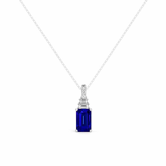 (F / Si2) 1/8 CT. T.W. Lab Grown Diamond and Lab Created Gemstone Sterling Silver 18 Inch Necklace