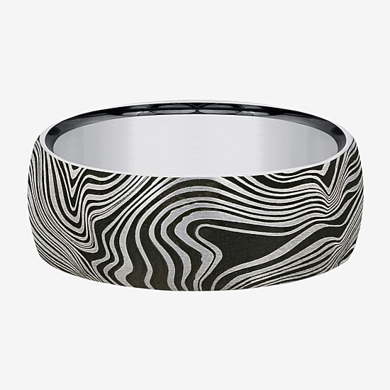 Marble Pattern Mens 8MM Tungsten Wedding Band