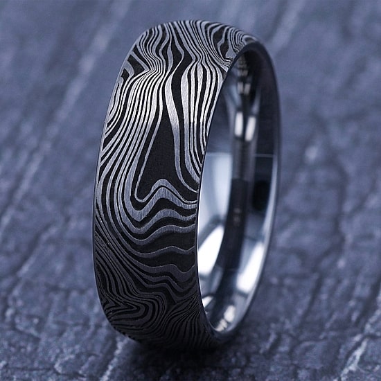 Marble Pattern Mens 8MM Tungsten Wedding Band