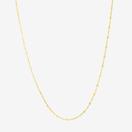 Made in Italy Womens 10K Gold 18 Inch Cable Chain Necklace, One Size, Yellow