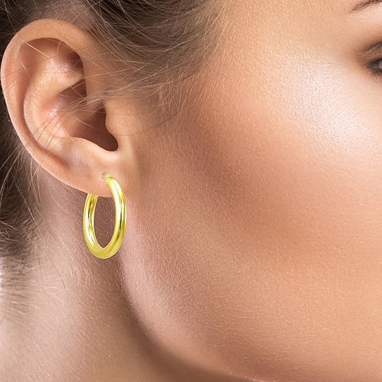 Gold Addiction Womens 10K Gold 30mm Hoop Earrings