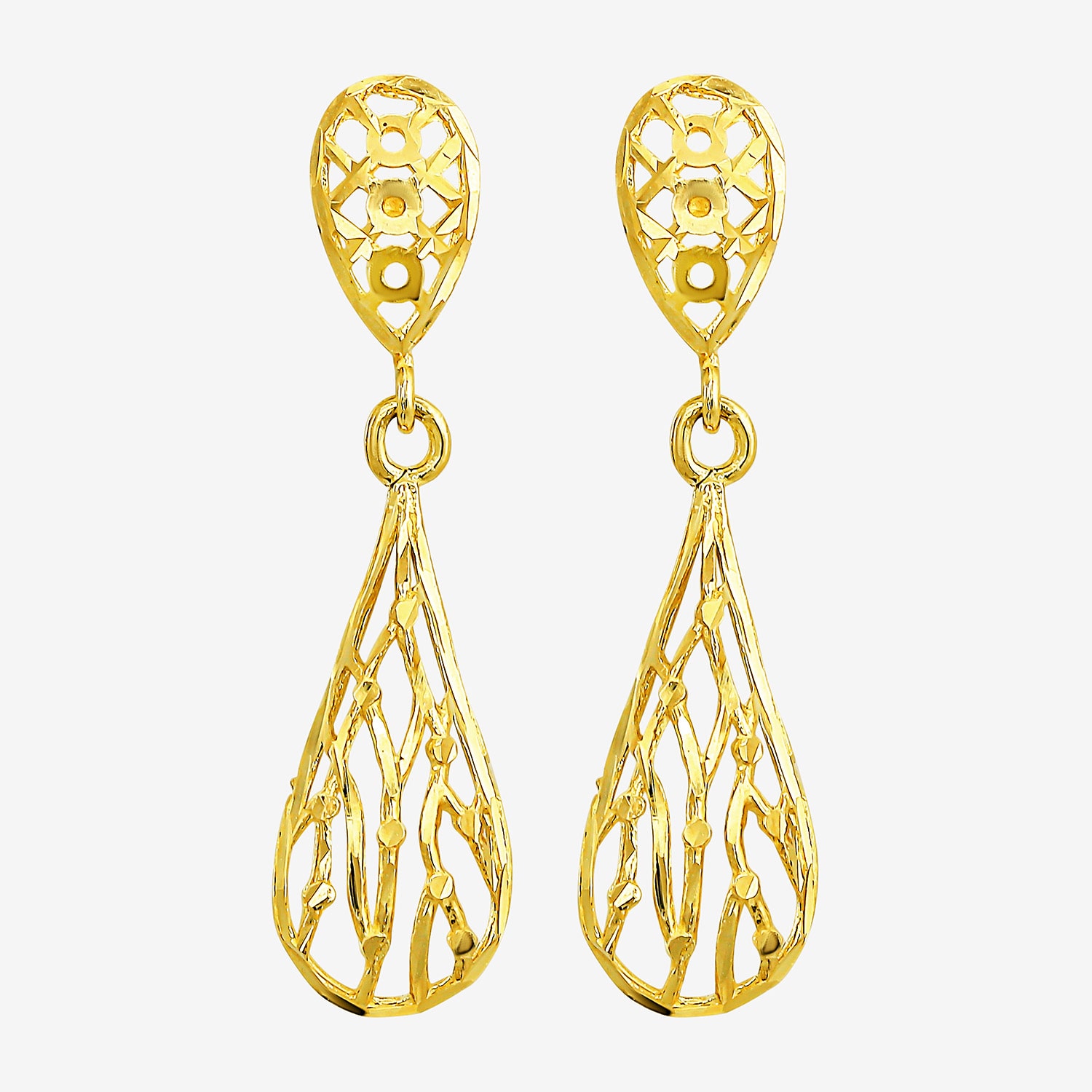 Womens 10K Gold Drop Earrings