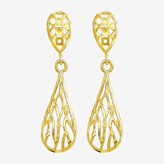 Womens 10K Gold Drop Earrings