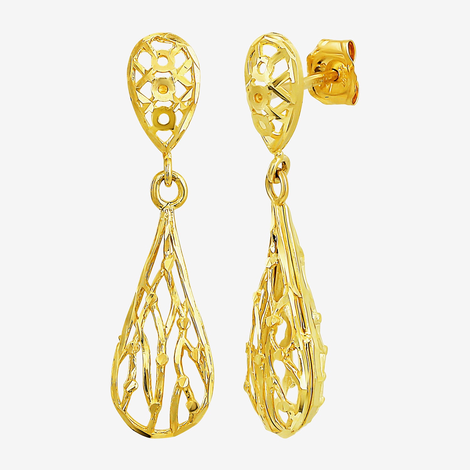 Womens 10K Gold Drop Earrings