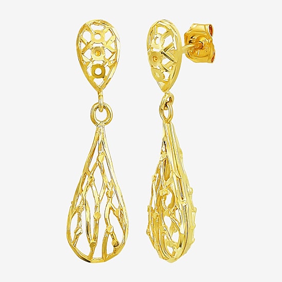 Womens 10K Gold Drop Earrings