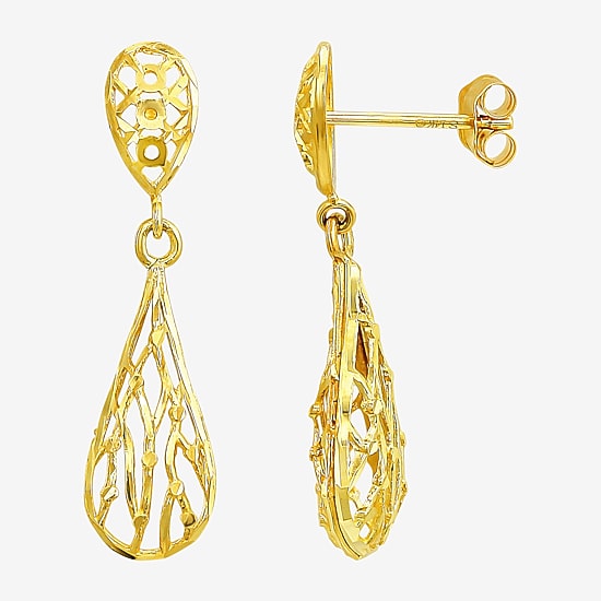 Womens 10K Gold Drop Earrings