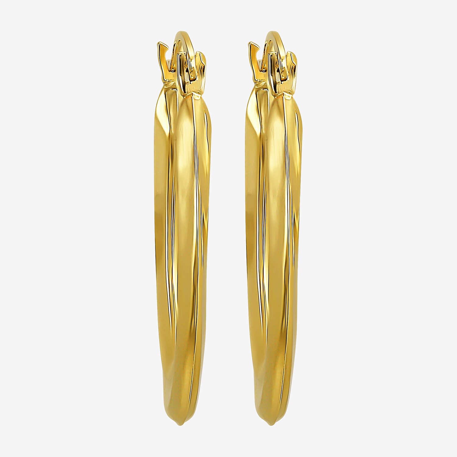 Womens 10K Gold 25mm Oval Hoop Earrings