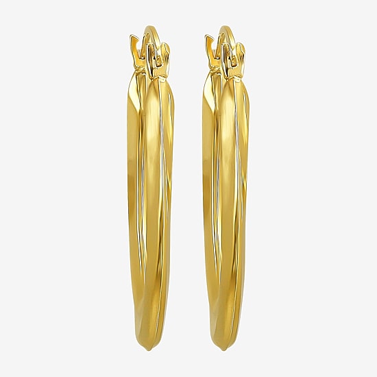 Womens 10K Gold 25mm Oval Hoop Earrings