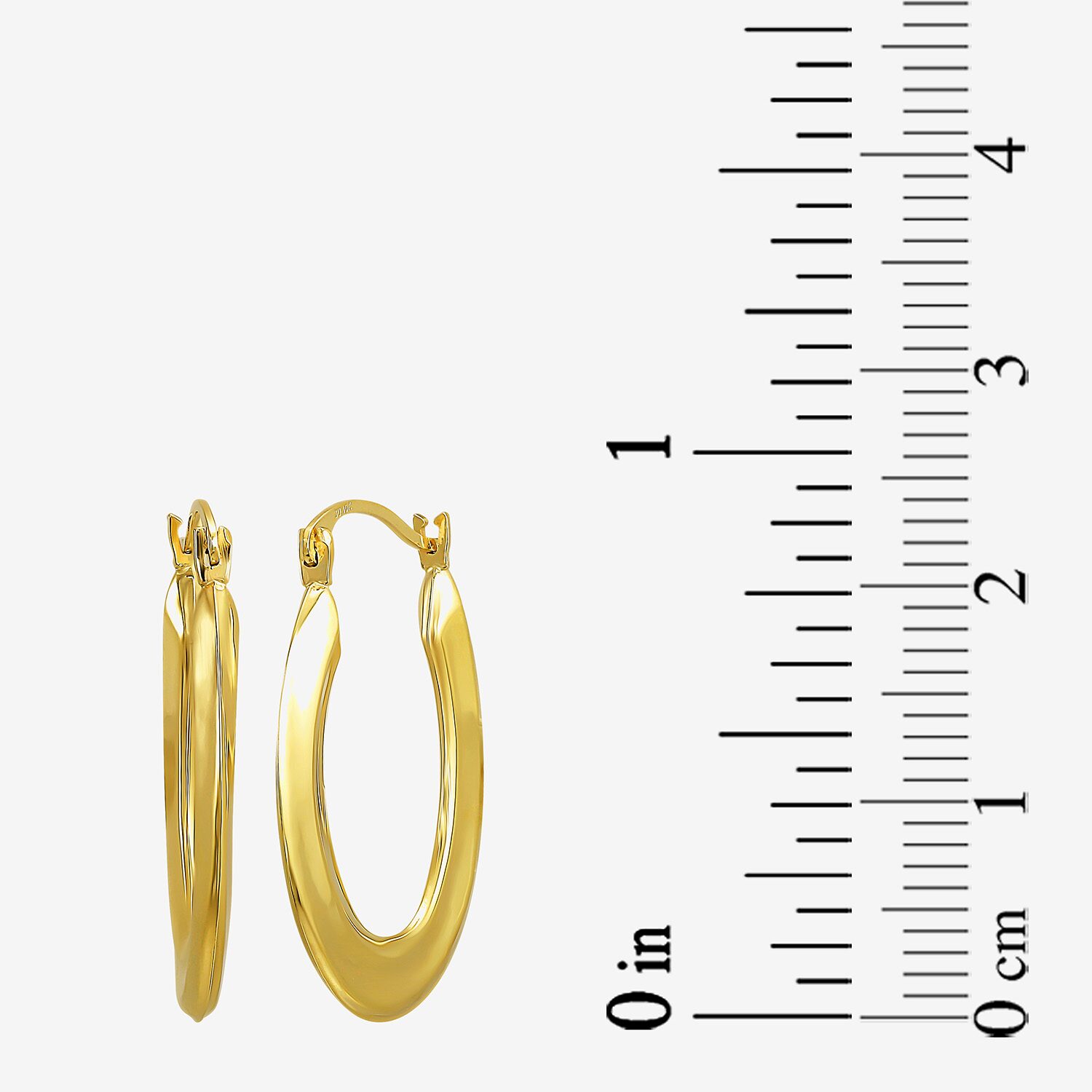 Womens 10K Gold 25mm Oval Hoop Earrings
