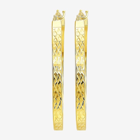 Womens 10K Gold 25mm Round Hoop Earrings
