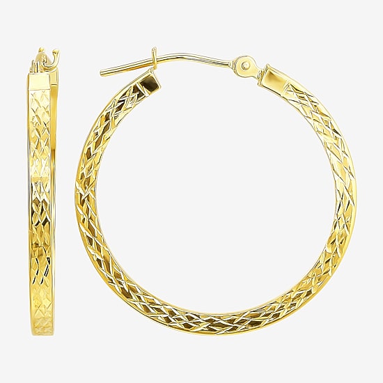 Womens 10K Gold 25mm Round Hoop Earrings