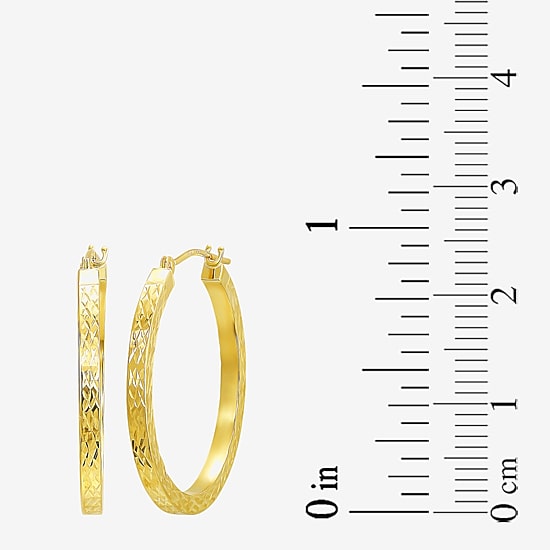 Womens 10K Gold 25mm Round Hoop Earrings