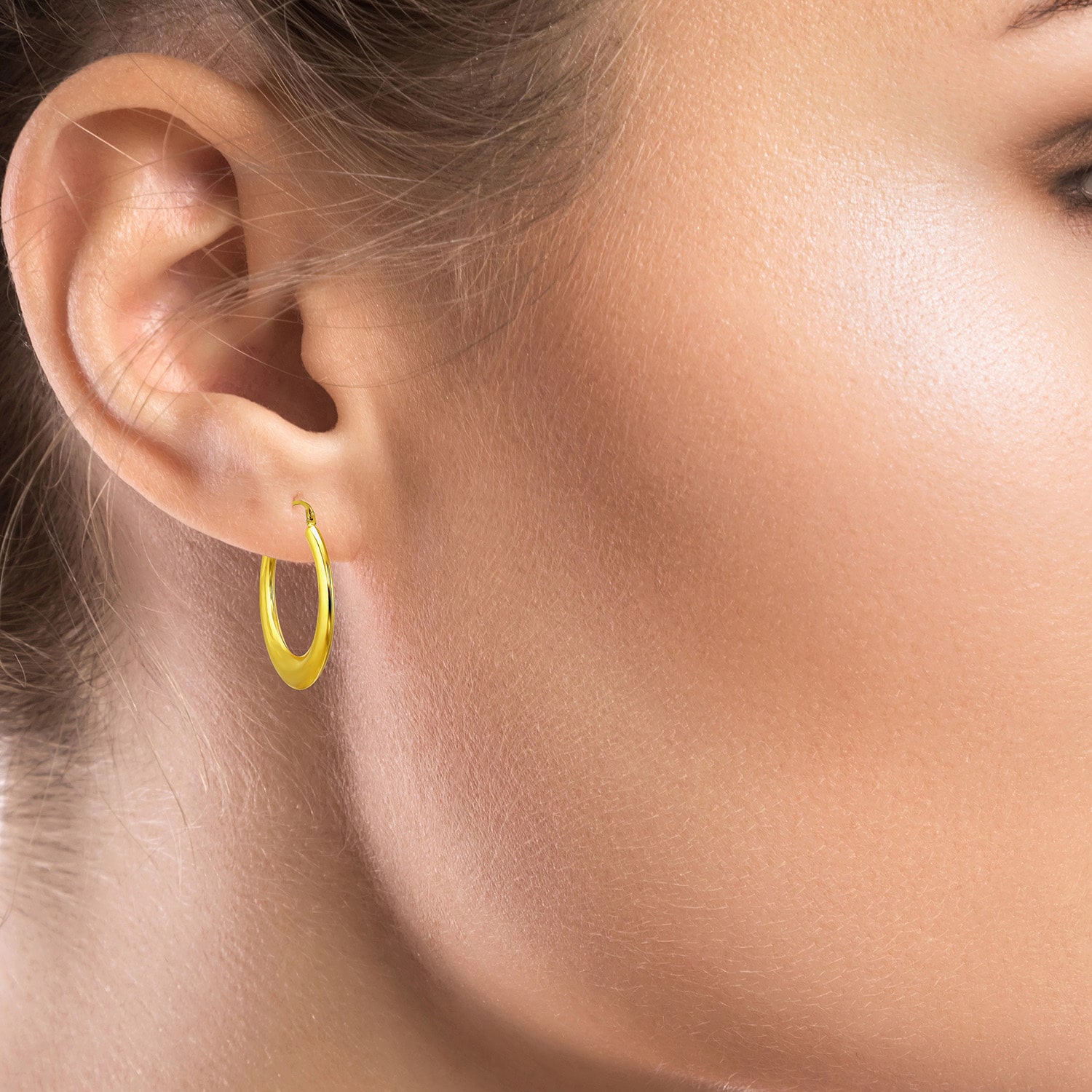 Womens 10K Gold 26mm Round Hoop Earrings