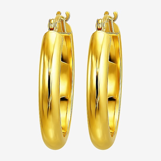 Womens 10K Gold 18mm Round Hoop Earrings