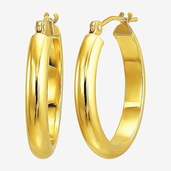 Womens 10K Gold 18mm Round Hoop Earrings