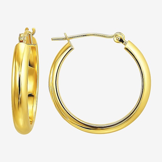 Womens 10K Gold 18mm Round Hoop Earrings