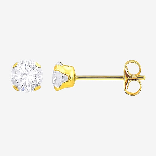 Womens Cubic Zirconia 10K Gold 3 Pair Earring Set